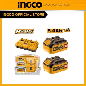 Bộ combo tiết kiệm 2 pin 5.0Ah (FBLI20031) và 1 sạc đôi 4.0A (FCLI2034E) INGCO FBCPK2425 - Đồ nghề, dụng cụ cầm tay, máy móc