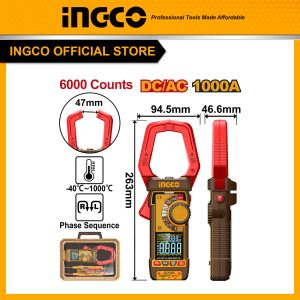 Đồng hồ kẹp dòng INGCO DCM610002 1000A AC/DC, 6000 số đếm - Đồ nghề, dụng cụ cầm tay, máy móc thiết bị INGCO chính hãng, giá