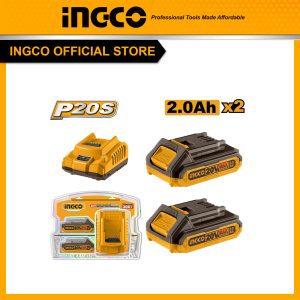 Bộ combo 2 pin 2.0Ah (FBLI20011) và 1 sạc (FCLI2001) INGCO FBCPK1222 - Đồ nghề, dụng cụ cầm tay, máy móc thiết bị INGCO chính