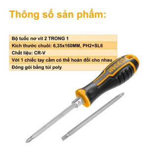 Tua vít 2 đầu 6.35*160mm INGCO AKISD0201 - góc nhìn 2