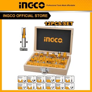 Bộ 12 mũi phay gỗ mũi 8mm INGCO AKRT1211 - Đồ nghề, dụng cụ cầm tay, máy móc thiết bị INGCO chính hãng, giá tốt - hình ảnh sả