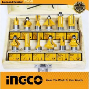 Bộ 12 mũi phay gỗ đường mũi 8mm INGCO AKRT12121 - Đồ nghề, dụng cụ cầm tay, máy móc thiết bị INGCO chính hãng, giá tốt - hình