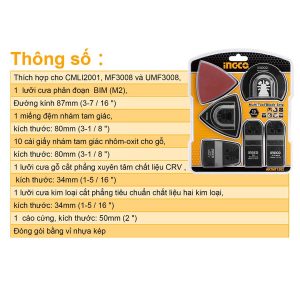 Bộ lưỡi máy cắt rung đa năng Ingco AKTMT1502 - Đồ nghề, dụng cụ cầm tay, máy móc thiết bị INGCO chính hãng, giá tốt - hình ản