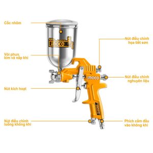Súng phun sơn khí nén giá rẻ Ingco ASG4042 - Đồ nghề, dụng cụ cầm tay, máy móc thiết bị INGCO chính hãng, giá tốt - hình ảnh