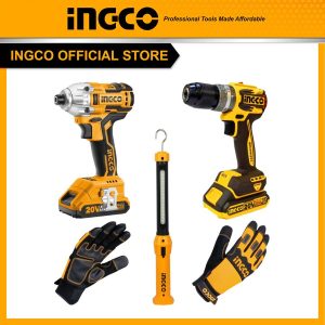 Bộ Combo INGCO BTCB202409 - Máy siết vít pin 20V CIRLI2028 + Thân máy khoan pin 20V CDLI20024-B + Đèn làm việc HWLI35261 + Gă
