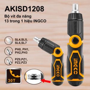 Bộ tua vít đa năng Ingco AKISD1208 13 trong 1 - Đồ nghề, dụng cụ cầm tay, máy móc thiết bị INGCO chính hãng, giá tốt - hình ả