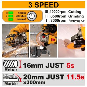 Máy mài góc không chổi than 3 tốc độ hệ pin 42V max INGCO CAGLI4128102 - Đồ nghề, dụng cụ cầm tay, máy móc thiết bị INGCO chí