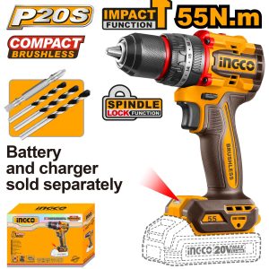 Thân máy khoan pin 20V ba chức năng có búa motor không chổi than, lực siết 55Nm Ingco CIDLI205581 - Đồ nghề, dụng cụ cầm tay