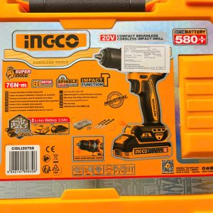 Máy khoan búa pin 20V không chổi than 76Nm INGCO CIDLI20768 - Đồ nghề, dụng cụ cầm tay, máy móc thiết bị INGCO chính hãng, gi
