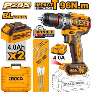 Máy khoan pin 20V ba chức năng có búa motor không chổi than, lực siết 96Nm Ingco CIDLI20968 - Đồ nghề, dụng cụ cầm tay, máy m