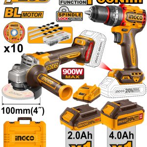 Bộ combo máy mài góc pin và máy khoan pin ba chức năng có búa 20V, motor không chổi than Ingco CKLI2027310 - Đồ nghề, dụng cụ