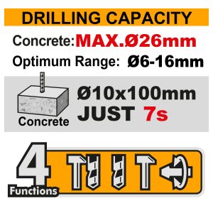Máy khoan bê tông pin 3 chức năng không chổi than 42V max INGCO CRHLI422682 - Đồ nghề, dụng cụ cầm tay, máy móc thiết bị INGC