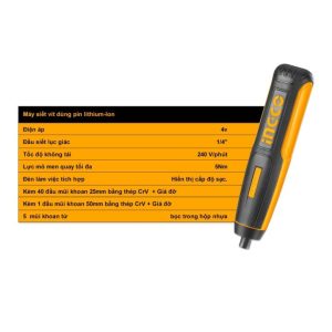 Máy siết vít dùng pin 4V sạc pin bằng cáp type C INGCO CSDLI0406 - Đồ nghề, dụng cụ cầm tay, máy móc thiết bị INGCO chính hãn