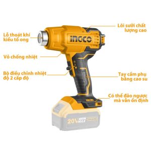 Máy khò nhiệt dùng pin 20V INGCO HGLI2002 (thân máy chưa kèm pin sạc) - Đồ nghề, dụng cụ cầm tay, máy móc thiết bị INGCO chín