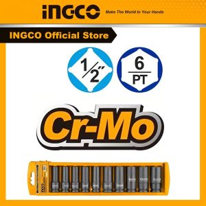 Bộ 10 đầu tuýp INGCO thép Cr-Mo 1/2" HKISSD12102L - Đồ nghề, dụng cụ cầm tay, máy móc thiết bị INGCO chính hãng, giá tốt - hì