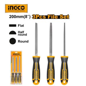 Combo 3 chiếc giũa thép dẹt, tròn, bán nguyệt INGCO HKTFS1308 - hình ảnh sản phẩm