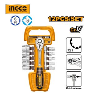 Bộ đầu tuýp và cần siết 12 chiếc 1/2" INGCO HKTS12122 - Đồ nghề, dụng cụ cầm tay, máy móc thiết bị INGCO chính hãng, giá tốt