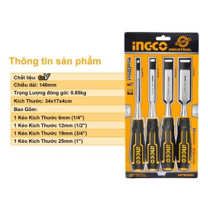 Bộ 4 đục gỗ thép Crv INGCO HKTWC0401 - góc nhìn 4