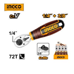 Cần siết 2 chiều 1/4 inch 72 răng loại ngắn 140mm INGCO HRTH081438 - Đồ nghề, dụng cụ cầm tay, máy móc thiết bị INGCO chính h