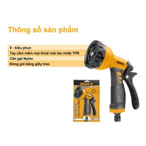 Vòi xịt đa năng đầu tròn INGCO HWSG092 có 9 kiểu phun - Đồ nghề, dụng cụ cầm tay, máy móc thiết bị INGCO chính hãng, giá tốt