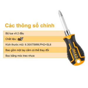 Bộ tua vít 2 đầu ngắn INGCO AKISD0202 - Đồ nghề, dụng cụ cầm tay, máy móc thiết bị INGCO chính hãng, giá tốt - góc nhìn 2