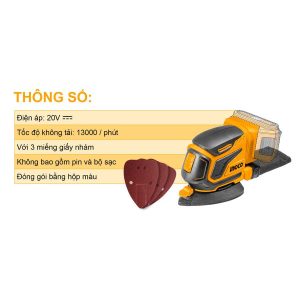 Máy chà nhám góc pin 20V INGCO CDSLI2051 - Đồ nghề, dụng cụ cầm tay, máy móc thiết bị INGCO chính hãng, giá tốt - góc nhìn 2