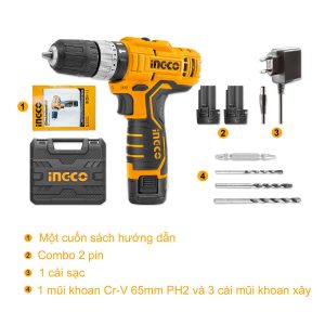 Máy khoan pin 12V ba chức năng có búa INGCO CIDLI1232 - Đồ nghề, dụng cụ cầm tay, máy móc thiết bị INGCO chính hãng, giá tốt