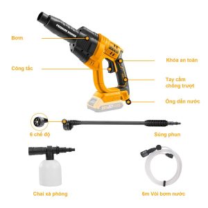 Máy rửa xe dùng pin 20V INGCO CPWLI2008 - Đồ nghề, dụng cụ cầm tay, máy móc thiết bị INGCO chính hãng, giá tốt - hình ảnh sản
