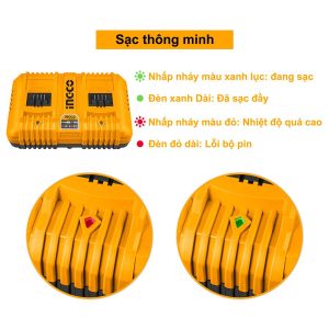 Đế sạc pin đôi 20V INGCO FCLI2024 - góc nhìn 4