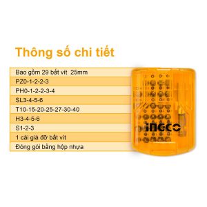 Bộ 30 đầu nối và mũi bắt vít đa năng Ingco AKSD08301 - Đồ nghề, dụng cụ cầm tay, máy móc thiết bị INGCO chính hãng, giá tốt