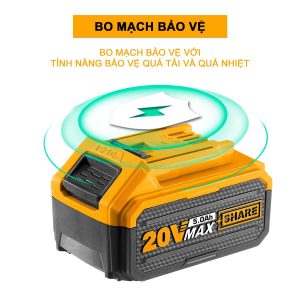 Pin Lithium 20V 5.Ah Ingco FBLI2003 - Đồ nghề, dụng cụ cầm tay, máy móc thiết bị INGCO chính hãng, giá tốt - góc nhìn 3