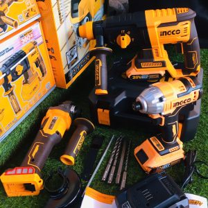 Bộ combo giá rẻ Ingco ING-CB20 máy vặn vít 170N.m, máy mài góc pin, máy khoan bê tông pin không chổi than - Đồ nghề, dụng cụ