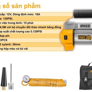 Máy bơm lốp xe mini 12V Ingco AAC2508 - Đồ nghề, dụng cụ cầm tay, máy móc thiết bị INGCO chính hãng, giá tốt - góc nhìn 3