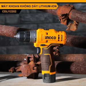 Máy khoan pin 12V giá rẻ INGCO CDLI12202 cổng sạc USB Type-C mô-men xoắn 20Nm đầu kẹp 0,8-10mm kèm 2 pin 1.5Ah và hộp nhựa