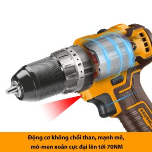 Máy khoan búa dùng pin INGCO CIDLI20605 3 chức năng Mô-men xoắn cực đại 70Nm 22500bpm đầu kẹp 2-13mm motor không chổi than