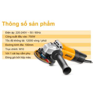 Máy mài góc Ingco 750W AG750282 đĩa mài Φ100mm - Đồ nghề, dụng cụ cầm tay, máy móc thiết bị INGCO chính hãng, giá tốt - góc n