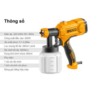 Máy phun sơn dùng điện ingco 450W SPG3508 - Đồ nghề, dụng cụ cầm tay, máy móc thiết bị INGCO chính hãng, giá tốt - góc nhìn 5