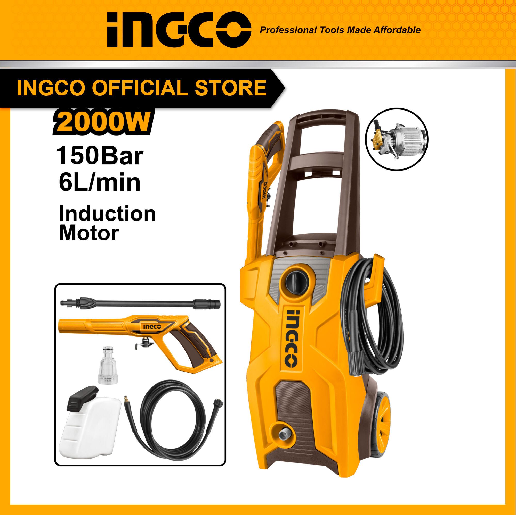 Máy rửa xe tăng áp 2000W motor không chổi than INGCO HPWR20008 3 Máy rửa xe tăng áp 2000W motor không chổi than INGCO HPWR20008