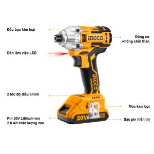 Máy vặn vít dùng pin 20V ingco CIRLI2002 170Nm - Đồ nghề, dụng cụ cầm tay, máy móc thiết bị INGCO chính hãng, giá tốt - góc n
