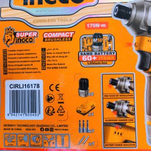 Máy siết vít pin 16V INGCO CIRLI16178 170Nm motor không chổi than - Đồ nghề, dụng cụ cầm tay, máy móc thiết bị INGCO chính hã