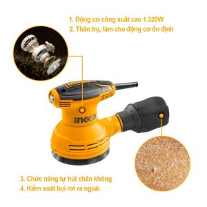 Máy chà nhám tròn 320W đường kính 125mm INGCO RS3208 - Đồ nghề, dụng cụ cầm tay, máy móc thiết bị INGCO chính hãng, giá tốt