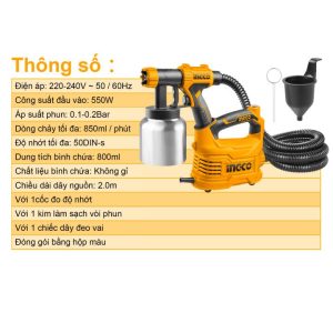 Máy phun sơn bình chứa thép 500W INGCO SPG5008-2 - Đồ nghề, dụng cụ cầm tay, máy móc thiết bị INGCO chính hãng, giá tốt - góc