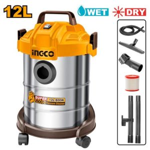 Máy hút bụi công suất 800W chạy điện 220V, thùng inox, dung tích 12L Ingco VC14122 - Đồ nghề, dụng cụ cầm tay, máy móc thiết