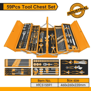 Bộ 59 công cụ trong hộp săt HTCS15591 - Đồ nghề, dụng cụ cầm tay, máy móc thiết bị INGCO chính hãng, giá tốt - góc nhìn 3