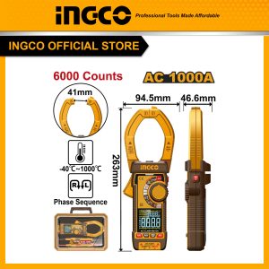 Ampe kìm kỹ thuật số INGCO DCM610001 (Digital AC clamp meter) - Đồ nghề, dụng cụ cầm tay, máy móc thiết bị INGCO chính hãng, giá tốt