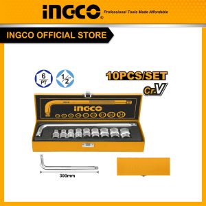 Bộ 10 đầu tuýp 1/2 inch INGCO HKTS12101 thép CrV bền chắc - Đồ nghề, dụng cụ cầm tay, máy móc thiết bị INGCO chính hãng, giá tốt