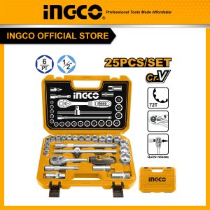 Bộ 25 đầu tuýp 1/2 inch INGCO HKTS12251 thép CrV - Đồ nghề, dụng cụ cầm tay, máy móc thiết bị INGCO chính hãng, giá tốt