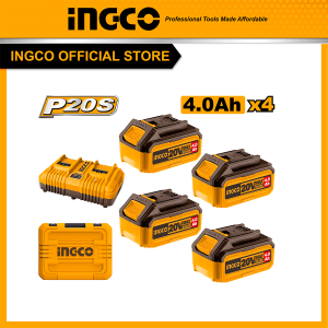 Bộ Combo 4 pin 4Ah (FBLI2002) và 1 sạc đôi nhanh (FCLI2034E) INGCO FBCLI20244 - Đồ nghề, dụng cụ cầm tay, máy móc thiết bị INGCO chính hãng, giá tốt