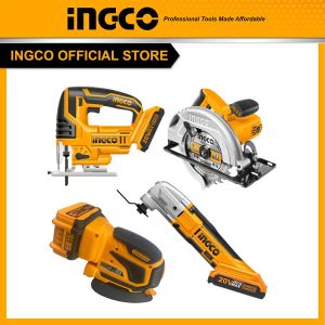 Bộ Combo INGCO BTCB202410 - Máy cưa lọng pin 20V CJSLI8501 + Máy chà nhám góc pin 20V CDSLI2051 + Máy cưa đĩa tròn dùng pin 20V CSLI1401 + Máy cắt...