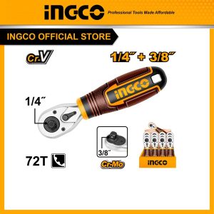 Cần siết 2 chiều 1/4 inch 72 răng loại ngắn 140mm INGCO HRTH081438 - Đồ nghề, dụng cụ cầm tay, máy móc thiết bị INGCO chính hãng, giá tốt